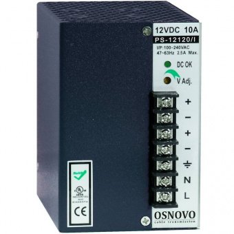 Фотография товара 'Osnovo PS-12120/I Промышленный блок питания. DC12V, 10A (120W)'