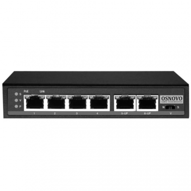Фотография товара 'Osnovo SW-20600/D PoE Коммутатор/ удлинитель Fast Ethernet на 6 портов'