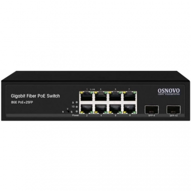 Фотография товара 'Osnovo SW-80802(150W) PoE коммутатор Gigabit Ethernet на 8 RJ45 + 2 SFP порта'