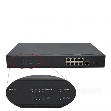 Фотография товара 'Osnovo SW-70802/L2 Управляемый (L2+) коммутатор Gigabit Ethernet на 10 портов'