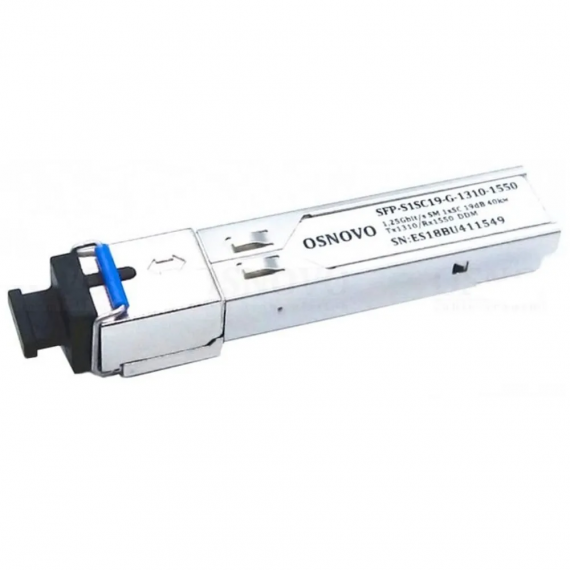 Фотография товара 'Osnovo SFP-S1SC19-G-1310-1550 Оптический SFP Модуль. Одно волокно Single Mode'