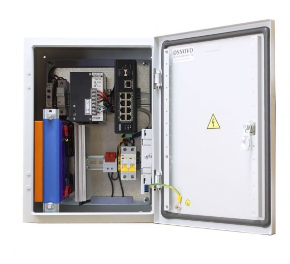 Фотография товара 'Osnovo OS-34TB1(SW-60812/I) Уличный коммутатор с термостабилизацией и резервным питанием'