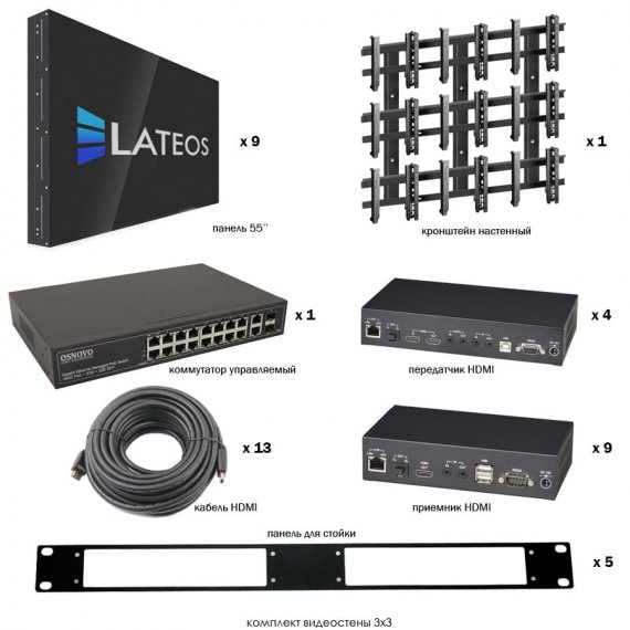 Фотография товара 'VW3355WSL Видеостена 3х3 Комплект видеостены'