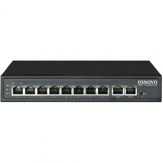 Фотография товара 'Osnovo SW-21000(120W) PoE коммутатор Fast Ethernet на 10 RJ45 портов'
