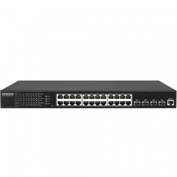 Фотография товара 'Osnovo SW-24G4X-1L Управляемый L3 PoE коммутатор на 24xGE RJ-45 c PoE + 4х10G SFP+ порта'