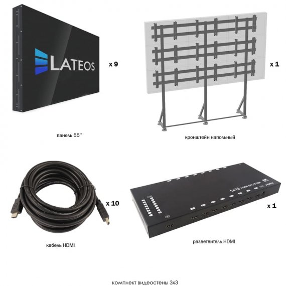Фотография товара 'VW3355F Видеостена 3х3 Комплект видеостены'